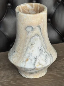 Marmor Stein Blumenvase Deko Tisch Blumenvase schwer 10" hoch Vintage - Bild 1 von 15