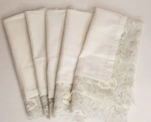 Pier 1 Napkins Silver Metallic Lace accent 20" X 20" Square Any Occasion 5 Set - Picture 1 of 5