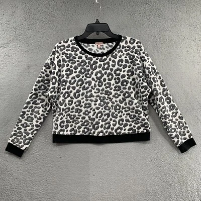 Suéter corto Juicy Couture negro blanco estampado de leopardo de piel sintética talla S Foto 1 de 4
