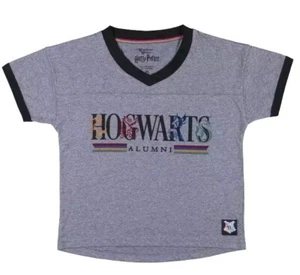 Harry Potter Hogwarts Alumni V-Neck Crop Style T-Shirt NWOT Size L - Picture 1 of 4