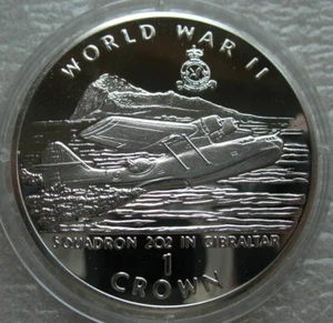 Gibraltar Crown 1994 Silver Proof Coin World War II Series Squadron 202 - Picture 1 of 2