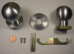 SCHLAGE #42A MORTISE LOCK KNOB TRIM SET, WROUGHT BRASS, SATIN CHROME-PLATED - Picture 1 of 1