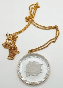 Vintage Punze MmEtched Crystal Flower Anhänger Halskette - Bild 1 von 4
