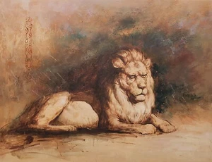 Löwe - 30x40 - 100% handgemaltes Ölgemälde auf Leinwand - Bild 1 von 6
