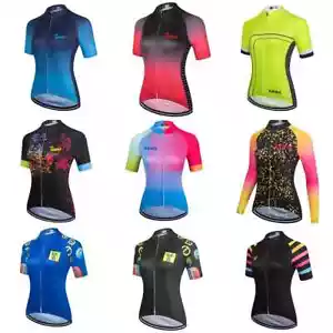 Camiseta de ciclismo de manga corta para mujer 100 % poliéster de secado rápido de verano - Imagen 1 de 34
