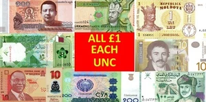 BANCONOTE MONDIALI NON IN CIRCOLAZIONE - TUTTE £1 CIASCUNA - Scegli dall'elenco - 92 VARIANTI - Foto 1 di 102