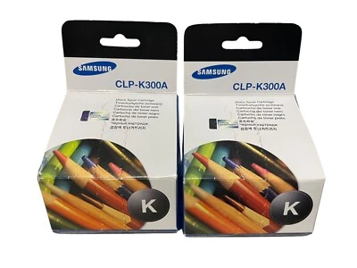 2 Genuine Samsung CLP-K300A Black Ink Cartridge Factory Sealed NEW in Pkg - Image 1 of 4