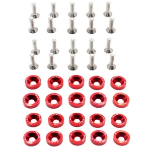 20 x ROJO JDM Billete Aluminio Guardabarros/Parachoques Lavadora/Perno Motor Bahía Kit de Vestir - Imagen 1 de 2