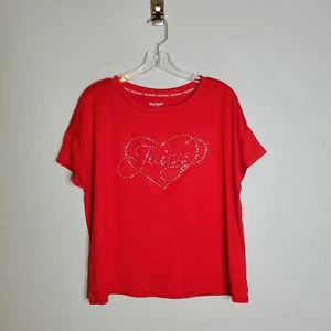 Juicy Couture Sleepwear Studded Heart Logo Short Sleeve T-Shirt Red Large Lounge - Picture 1 of 6