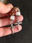 Nail Cross Earrings ,with White Quartz And Surgical Steel Hook