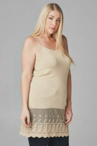 Oddi Camisole Top Damen Verlängerung Spitzensaum verstellbarer Träger hellbraun Übergröße 2XL - Bild 1 von 1