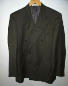 Hickey Freeman Mens Vintage Double Breasted Blazer Jacket Gray 40 R