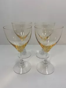 4er Set Fostoria Vogue Wasserkelch Gold Gelb 6 7/8 Zoll - Bild 1 von 7