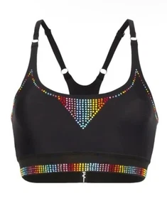 NWT Adam Selman Sport Carbon38 Core Multicolor Crystal Sports Bra Crop Top Sz S - Picture 1 of 10