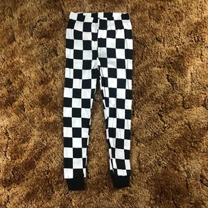 NEW Girls Checkered Leggings Child Size Small Black White - Picture 1 of 4