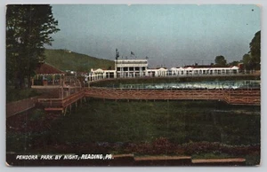 Pandora Park by night, reading Pennsylvania PA Postcard - Imagen 1 de 2