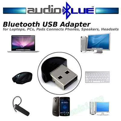 AudioBLUE- USB Bluetooth Mini Adapter-PCs Laptops Pads-Connect Speakers Headsets - Image 1 of 4