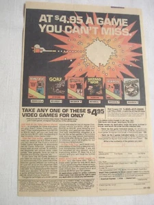1983 Color Columbia House Video Game Ad For Atari 2600 Games - Picture 1 of 1