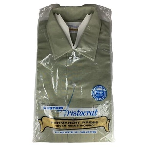NWT NEW Old Stock Vintage Custom Aristocrat Perm Press Mens M Shirt 60s Green SS - Picture 1 of 6