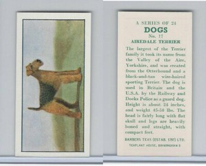B0-0 Barbers Tea, Dogs, 1961, #17 Airedale Terrier