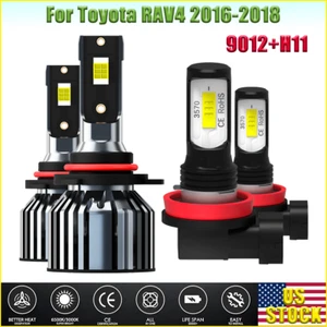 For Toyota RAV4 2016 2017 2018 Headlight + Fog Light Combo LED 9012 H11 Bulb 4PC - Picture 1 of 9