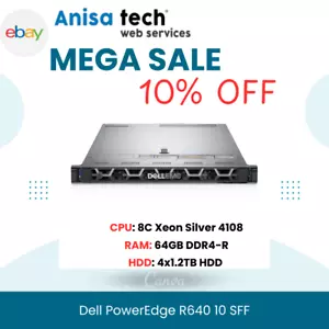 Dell PowerEdge R640 4x 1.2TB Server: 8C Xeon Silver 4108 64GB DDR4-R 4 H730p - Picture 1 of 4