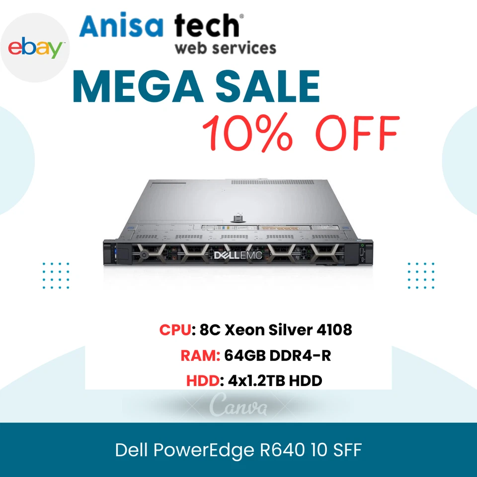 Dell PowerEdge R640  4x 1.2TB Server: 8C Xeon Silver 4108 256GB DDR4-R 4 H730p - Image 1 of 4