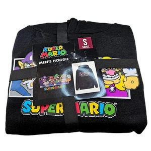 New Super Mario Bros Nintendo Sudadera con Capucha Negra Pequeña S Gráfico Pullover Sudadera - Imagen 1 de 2