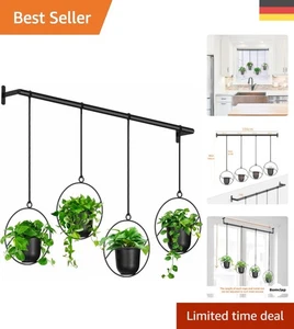 Moderne Runde Blumenampel - 4er Set Hängende Pflanzgefäße aus Melamin, Schwarz - Bild 1 von 9