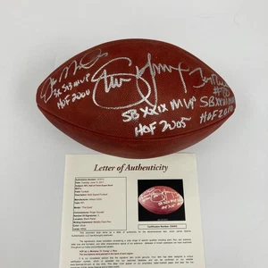 Joe Montana Steve Young Jerry Rice Firmado Inscrito Super Bowl Fútbol Certificado de Autenticidad JSA - Imagen 1 de 11