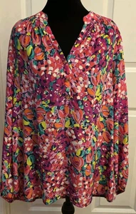 Lilly Pulitzer Elsa Bluse Multi Wild Confetti Damen Large 100% Seide Selten - Bild 1 von 3
