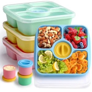 Bento Snack Box Containers for Adults Kids, 4 Pack Lunchable Meal Prep Contai... - Picture 1 of 6