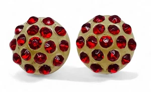 Lot Of 2 1940’s Lucite & Red Glass Buttons Set Sewing Craft Repurpose Upcycle - Picture 1 of 4