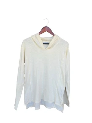 Blusa con capucha ligera de manga larga color crema Columbia para mujer pequeña al aire libre Foto 1 de 4