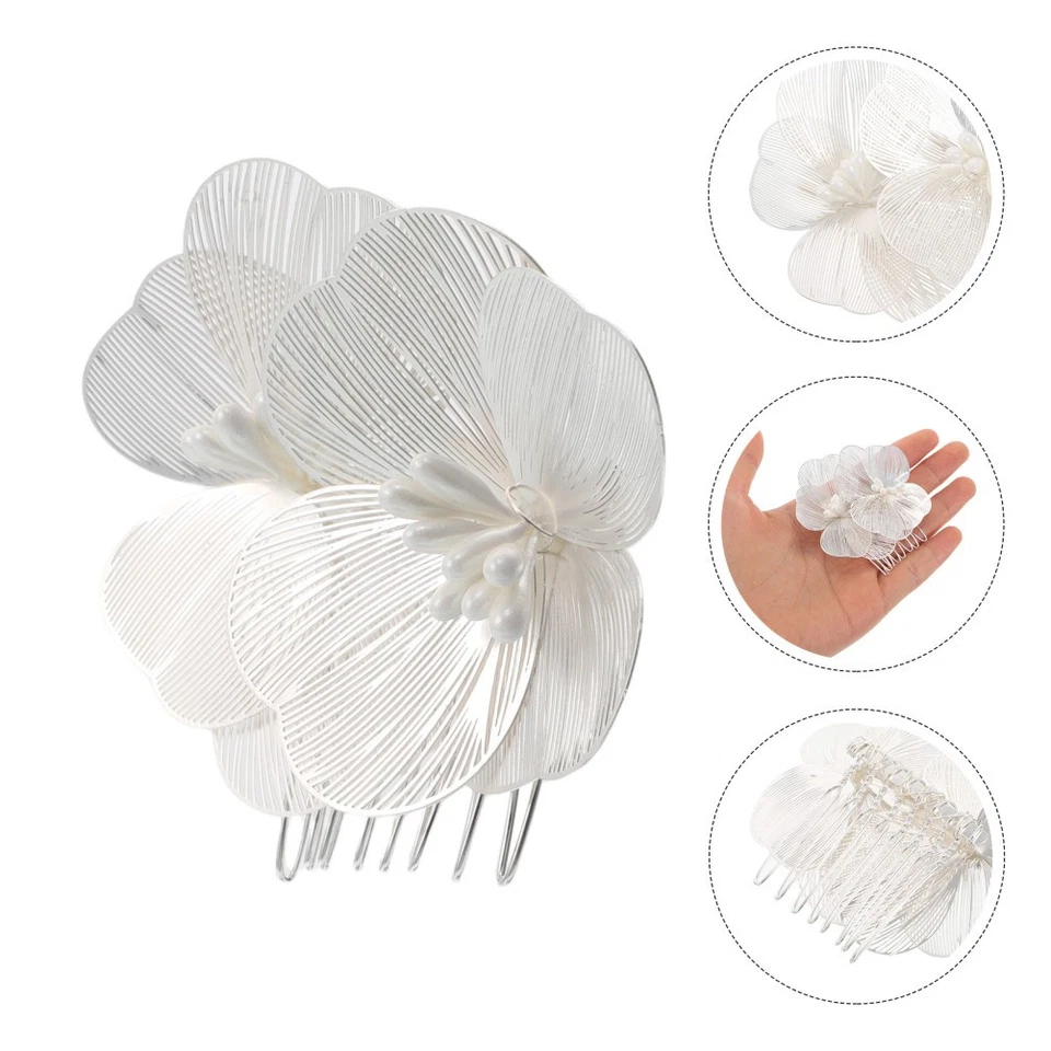 Acconciature da sposa argento esagerati peli petali pettina - Immagine 1 di 4
