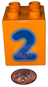 Lego Duplo NUMBER #2 Train Replacement 2 x 2 BLOCK Building Brick TWO Orange - Picture 1 of 3