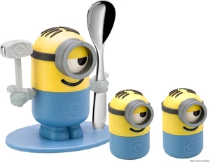 Minions, Set Con Portauovo Con Cucchiaio, Saliera E Pepiera a Forma Di Minion, a - Foto 1 di 11