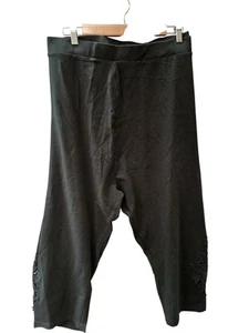 Yours Black Trousers Plus Size 34-36 Embroidered Detail Cotton Blend - Picture 1 of 4