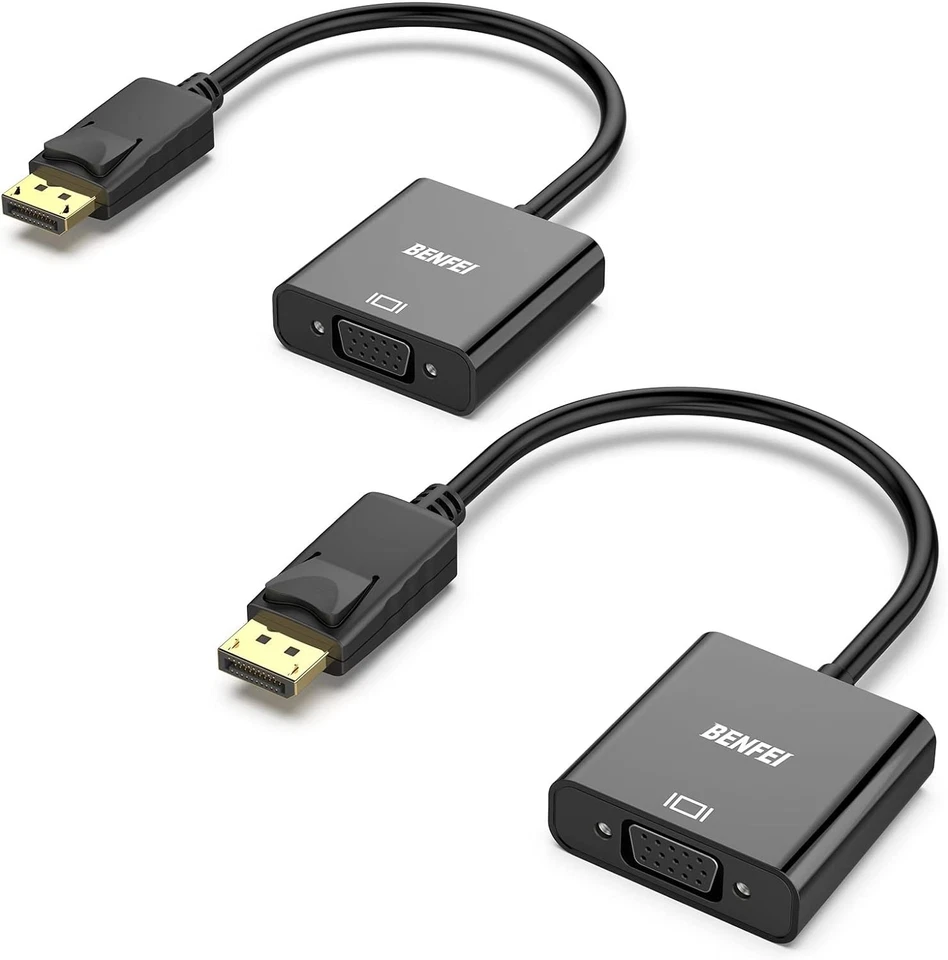 Paquete de 2 DisplayPort a VGA BENFEI - (2) 2 paquetes con 4 conectores en total - Imagen 1 de 1
