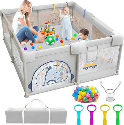 Baby Playpen 200 x 180 cm, Extra-Large Playpen for Toddlers, Sturdy Baby Play Ya - image 1 of 4
