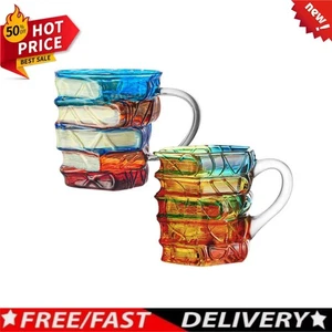 3 D Novelty Book Coffee Mugs Handcrafted Bookpile Water Mugs Glassware 350 ml - Picture 1 of 20