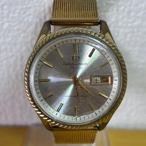 SEIKO 5 Sportsmatic Deluxe 7619-7040 GOLD Vintage Men's Watch Day-Date Japan - Picture 1 of 11