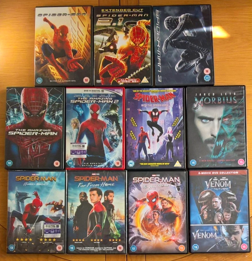 Spider-Man 12x DVD Lot Venom Spiderman Marvel Sony MCU 1 2 3 Amazing Homecoming - Image 1 of 1