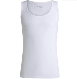 Hugo Boss Vest Embroidered Logo Mens BOSS Sleeveless T-Shirt in White - Picture 1 of 6