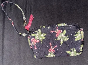 Vintage Vera Bradley schwarz Blumen New Hope Geldbörse Clutch Beutel Tasche USA - Bild 1 von 3