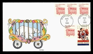 DR WHO 1990 FDC TRANSPORTATION COIL CIRCUS AZ ART HAND COLORED CACHET CO R09395 - Picture 1 of 2