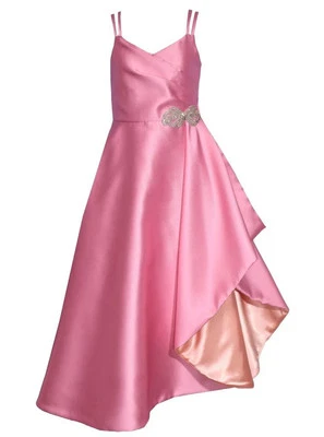 NEW Bonnie Jean Girls Size 14 "PINK PEACH MIKADO" Jewel Waist Ballgown Dress NWT - Image 1 of 4