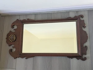 Vintage Chippendale Stil geschnitzte Holz Muschel Ahorn Wandspiegel 28,5" - Bild 1 von 16