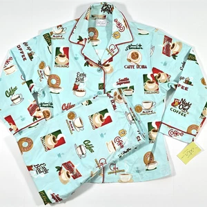 THE CATS SCHLAFANZUG 2 TEILIG FLANELL PYJAMA SET Gr. M CAFE AU LAIT Neu mit Etikett seltenes Muster - Bild 1 von 19