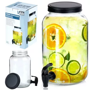 Glaskrug Getränkespender Zapfhahnflasche Glasspender mit Getränkehahn Glas 3 L - Bild 1 von 10